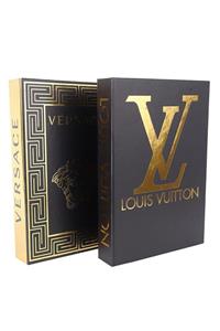 notiyatro Versace Ve Louis Vuitton Gold Yaldızlı Dekoratif 2'li Kitap Kutusu Set