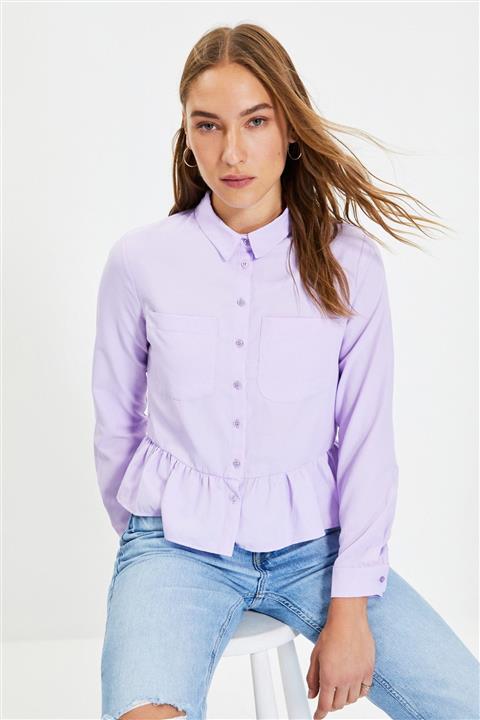 TRENDYOLMİLLA Lila Cepli Gömlek TWOAW22GO0288