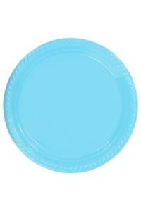 Aydınlı Parti Aksesuar Açık Mavi Plastik Tabak 22 Cm 25li