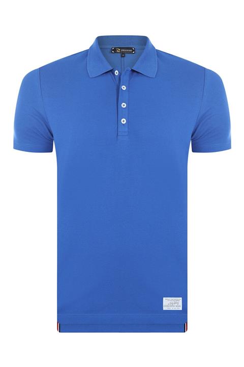 Giorgio Di Mare Erkek Saks Mavi Kısa Kollu Polo Yaka T-shirt