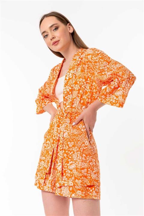 TrendyRoom Kadın Turuncu Kimono Takım