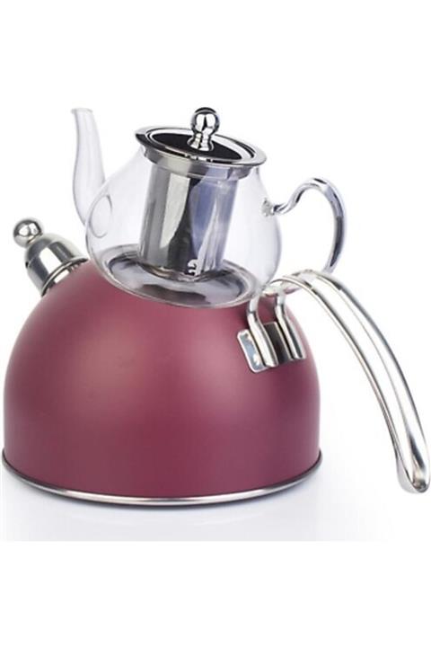EFES HOME Acar Düdüklü Çaydanlık Mat Pembe-mürdüm Mat Gol-010030/6