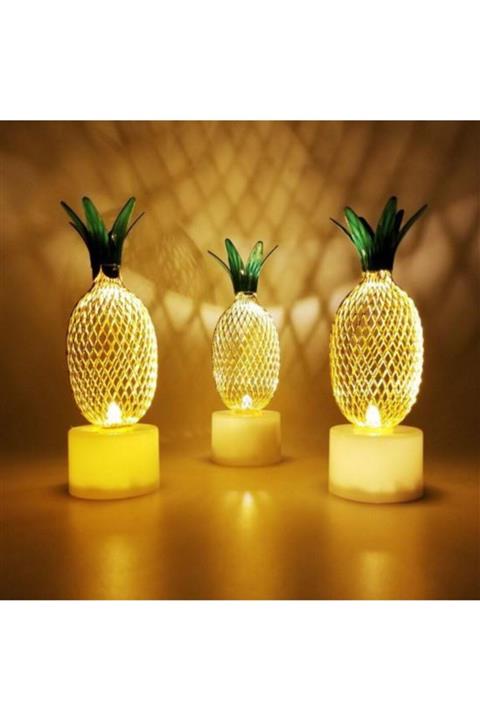 yöndem Dekoratif Ananas Tasarımlı Pilli Led Lamba Dekoratif Hediyelik