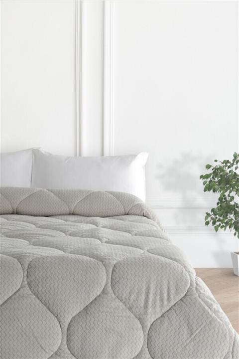 Merinos Fashion Zigzaglı Çift Kişilik Micro Yorgan - Bej
