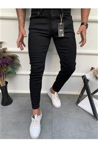 ENERJİN Erkek Jeans Skinny Fit Likralı Düz Siyah