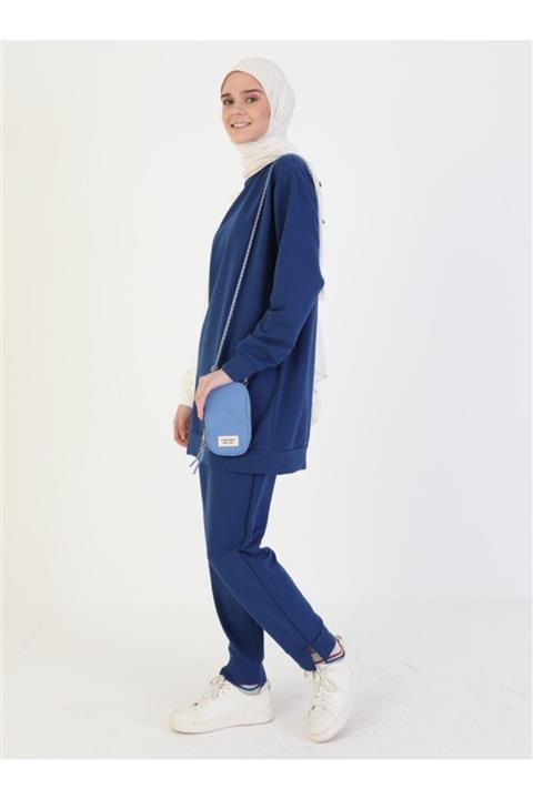 Saye Modest İkili Eşofman Takımı Indigo Ekru