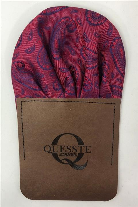 Quesste Accessory Erkek Mercan Desenli Hazır Katlanmış Cep Yaka Mendili