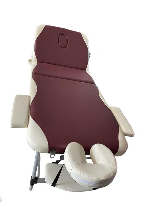 MAXİ Katlanabilir 3 Parçalı Metal Masaj Masası,\nçanta Tipi Masaj Ve Tedavi Yatağı Bordo-krem