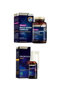 Nutraxin Multivitamin Mineral Kompleksi Kadınlara Özel 60 Tablet + Propolis Boğaz Spreyi 30 Ml