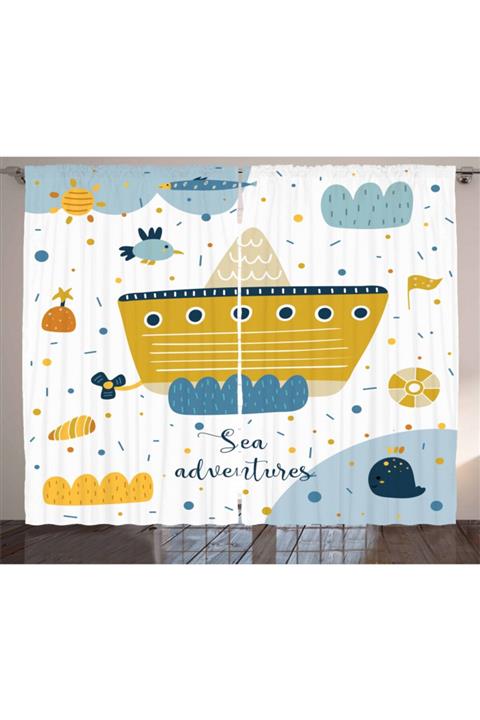 Orange Venue Çocuksu Perde Deniz Maceraları Yapan Ufaklıklar Modeli