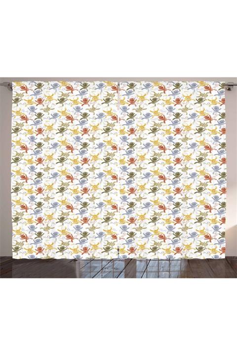 Orange Venue Çocuksu Perde Eskitme Ile Sevimli Maymun Karikatürleri