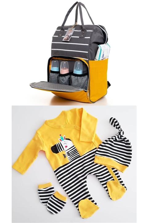 Sahra Anne Bebek Bakım Sırt Çantası Ve %100 Pamuk Bebek Tulum Seti