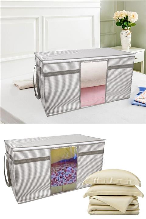 Meleni Home Pencereli Yastık Yorgan Hurcu Sandık Tipi - Saklama Hurcu 75 X 40 X 40 Cm