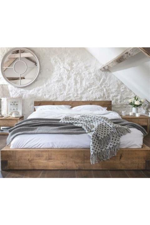 ANKA AHŞAPÇI Ahşap Karyola Komidin Takımı