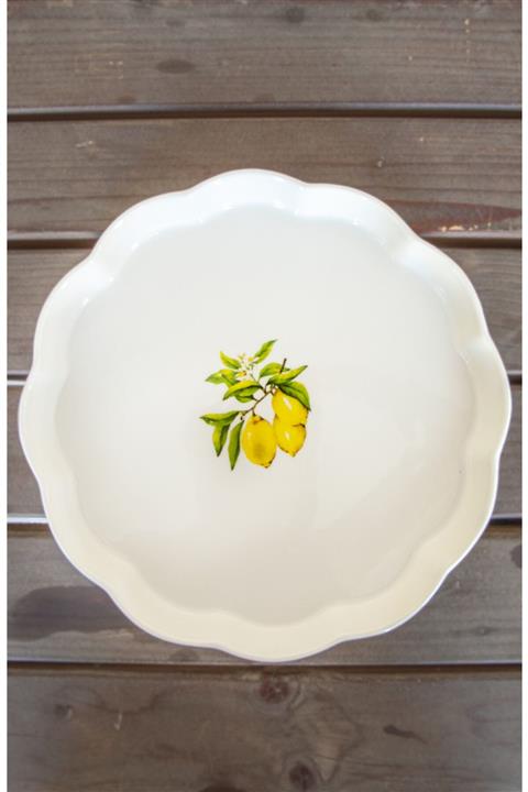 Bursa Porselen Dekor Limon Desen Tepsi/fırın Kabı