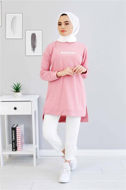 İmajButik Önü Yazı Detaylı Sweat/pudra