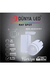 DÜNYA LED Hs.515/1b-t 30w Cob Led Ray Spot Beyaz 6500k Beyaz Işık Trifaze