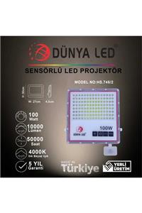 DÜNYA LED Hs.745/2 100w Sensörlü Slim Led Projektör 4000k Ilık Beyaz Işık