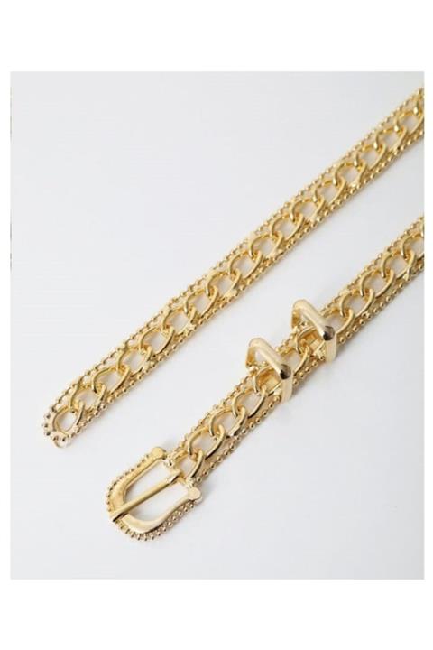 ELİGE Çift Köprülü Zincir Model Altın Kemer 100 cm