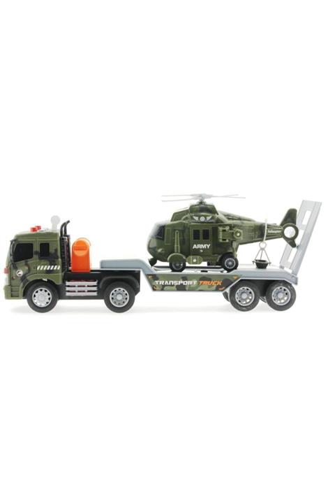 MEGA Sürtmeli Sesli Ve Işıklı Helikopter Taşıyıcı Yeşil Tır