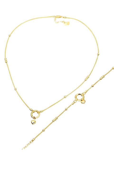 Bilezikci Kalp Kolyeli Bileklikli Altın Takı Seti