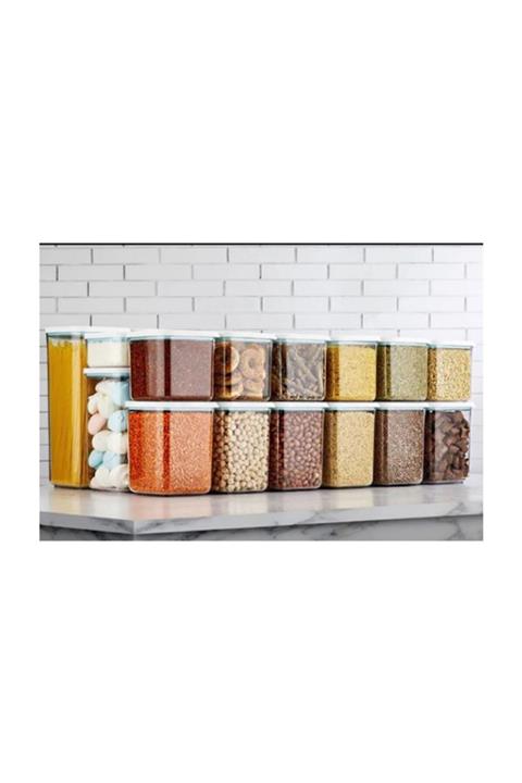 Özc Kitchens Vakum Kapaklı 12' Li Erzak Saklama Kabı Seti(1700+1200 ml*6)
