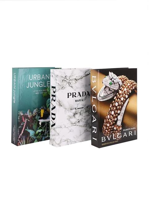 notiyatro Prada Bulgari Ve Urban Jungle Dekoratif 3'lü Kitap Kutusu Set