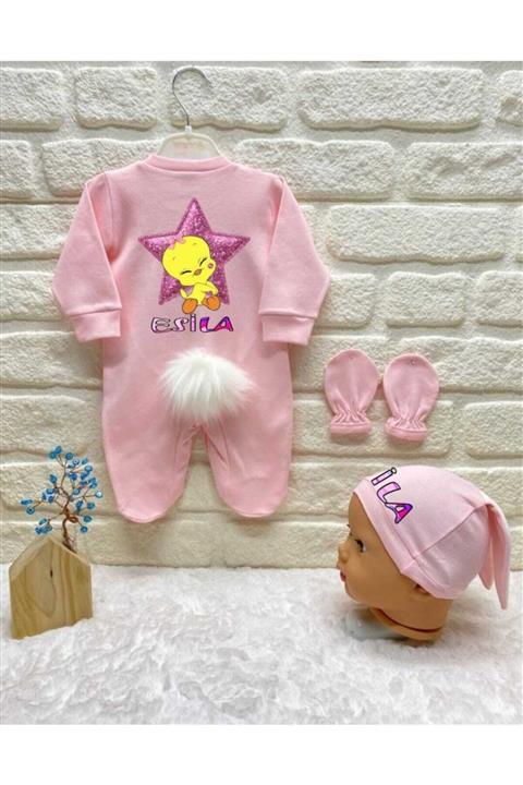 BY TUNA DESİGN Esila Isimli Tavsanlı Tulum Set Baskılı