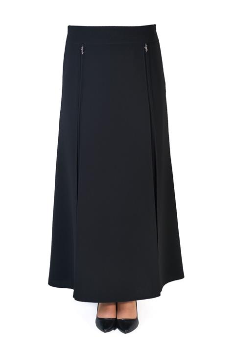 IMREGYM Kadın Tesettür Uzun 6 Parça Nervürlü Lacivert Etek