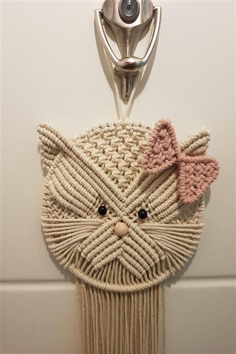 Aysha Makrome Kız Kedi Kapı Süsü / Ev Dekoru