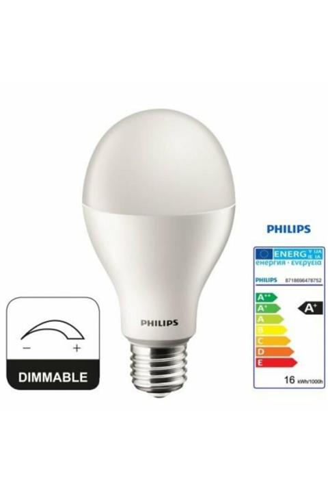Philips 16w =100 Led Ampul / 1521 Lumen /dim Edilebilir(dimmable) E27 Duylu / Corepro / Sarı Işık(2700k)