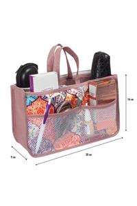 sinerjistore Çiçek Desenli 28x9x16cm Çanta Içi Düzenleyici Kol Çantası Düzenleyici Çok Amaçlı Fermuarlı Cepli