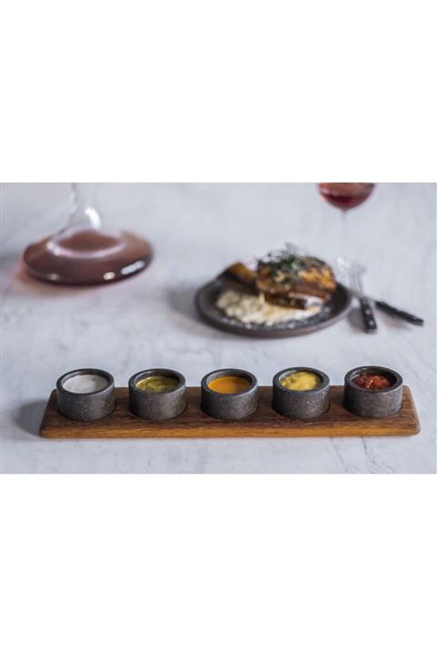 Mat For Home Iroko Ahşap 5li Bazalt Sosluk