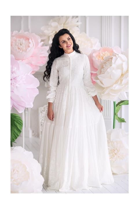 Muslima Wear White Dream Elbise