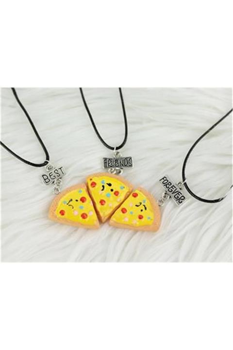 Nossun gift Pizza Dilim Bff Üçlü Kolye
