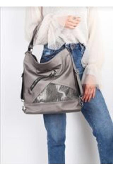 SheBella Bags & Shoes Gri Renk Sırt Ve Kol Çantası