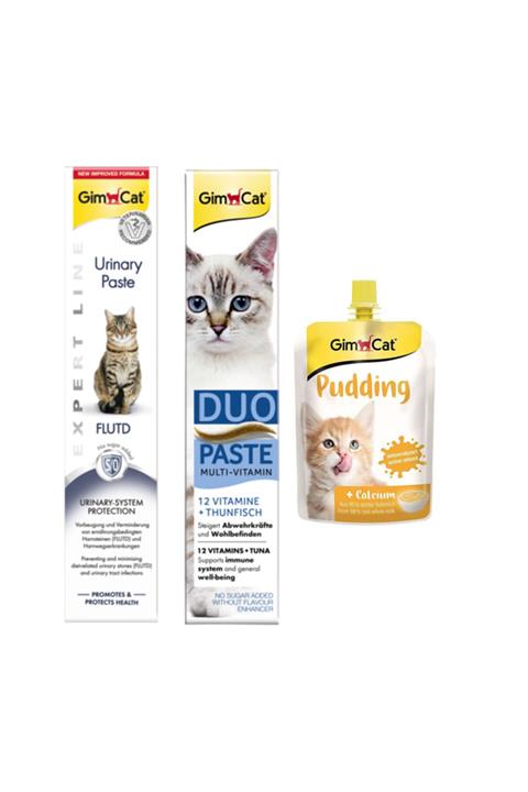 Gimcat Urinary Paste 50gr + Duo Paste Tuna Balıklı Multi Vitamin 50gr + Classic Kalsiyum Kedi Pudingi 150Gr