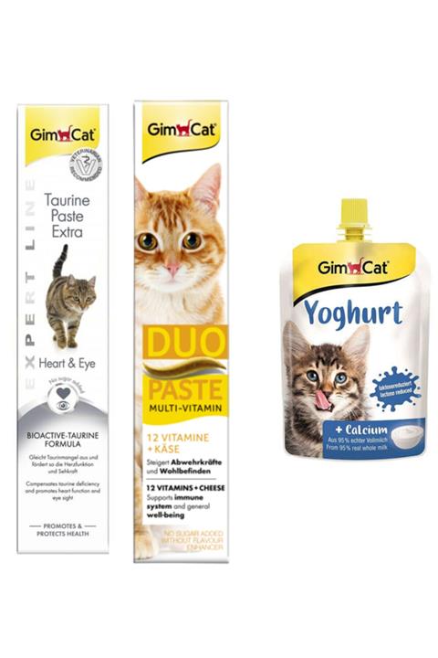 Gimcat Taurine Paste 50gr + Duo Paste Peynirli Multi Vitamin 50gr + Yoghurt Kalsiyum Kedi Pudingi 150 Gr
