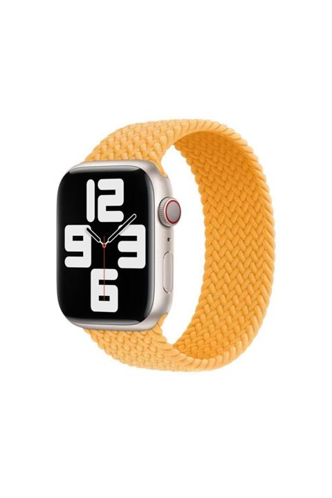 Hayal Kılıf Turuncu Mısır Apple Watch 1-2-3-4-5-6-7-se Uyumlu Solo Örgü Loop Kordon 42-44-45 mm Medium Beden