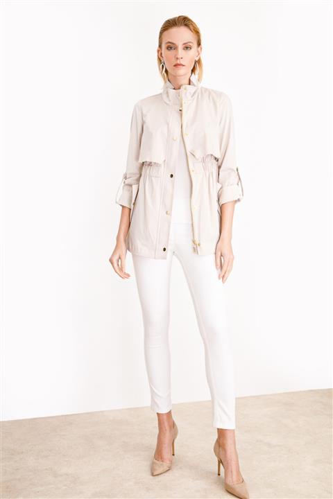 Ekol Kadın Taş Dik Yaka Fermuarlı Trençkot