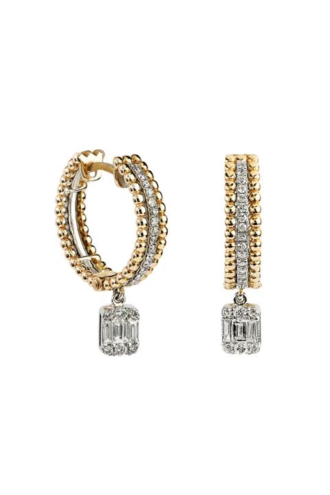 Clavis Jewelry Kadın Baget Pırlantalı Halka Küpe ckp0885