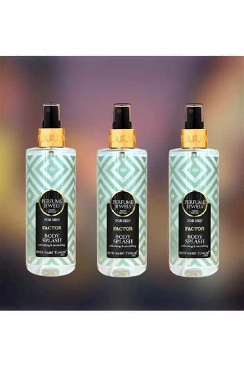 Eyüp Sabri Tuncer Perfume Jewels Factor 250 ml Erkek Vücut Spreyi 3 Adet