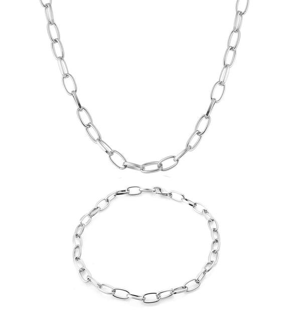 Elika Silver Erkek Zincir Kolye Bileklik Set