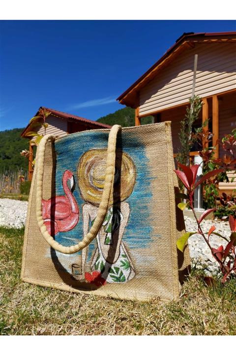 Akademi Kırtasiye El Boyama Hasır Çanta