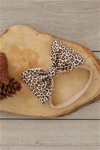 Babygiz El Yapımı Büyük Fiyonk Doğal Pamuklu Bebek Çocuk Kız Saç Bandı Cool Leopar