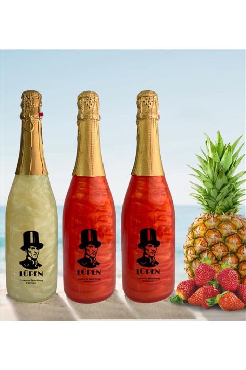 Lüpen Alkolsüz Simli Lux İçecek İki Çilek Ve Bir Ananas Aromalı 750 ml 3 Adet