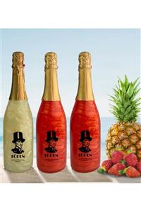 Lüpen Alkolsüz Simli Lux İçecek İki Çilek Ve Bir Ananas Aromalı 750 ml 3 Adet