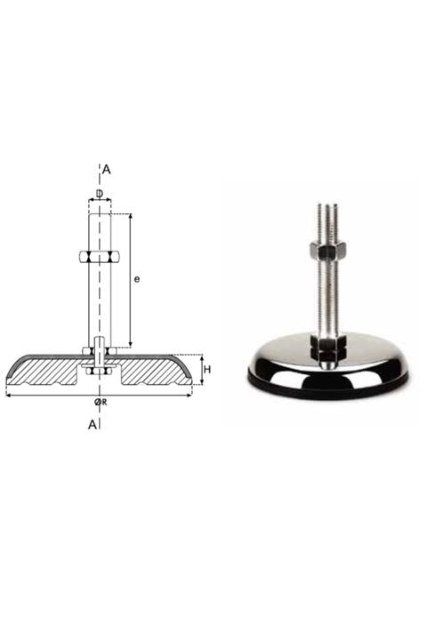 YİSA Çap:100 Civata Boyu:100 Civata:m-16 Tezgah Tamponu Kısa Krom Kaplamalı-10 Ad.