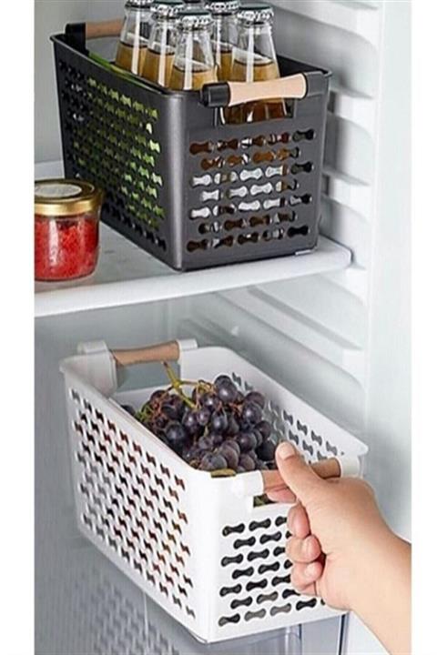 Kovan Mutfak 4 Adet Ahşap Renk Plastik Saplı Organizer Sepet