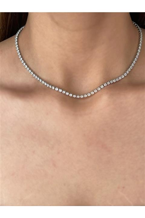 SAJA JEWELRY Zirkon Taşlı Çelik Su Yolu Kolye